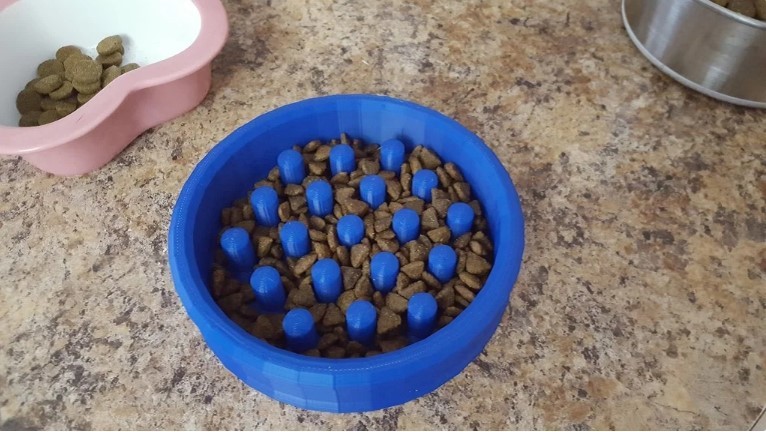 This slow feeder dog dish is simple but effective as long as your dog doesn't flip it over