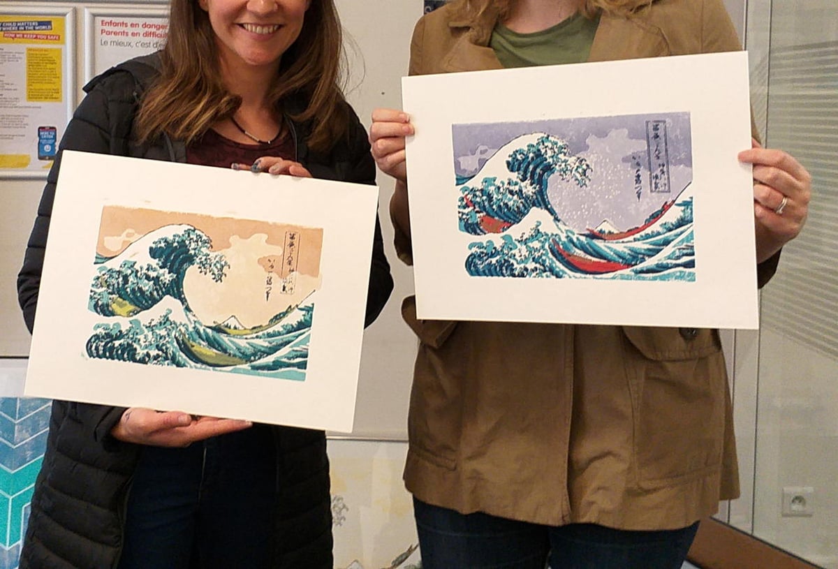 This unbelievable print of The Great Wave is created with a 3D printed block