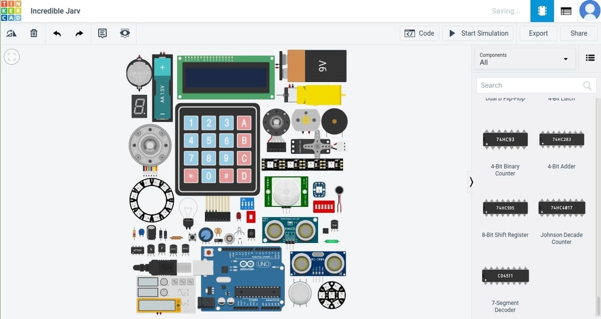 Tinkercad's many components
