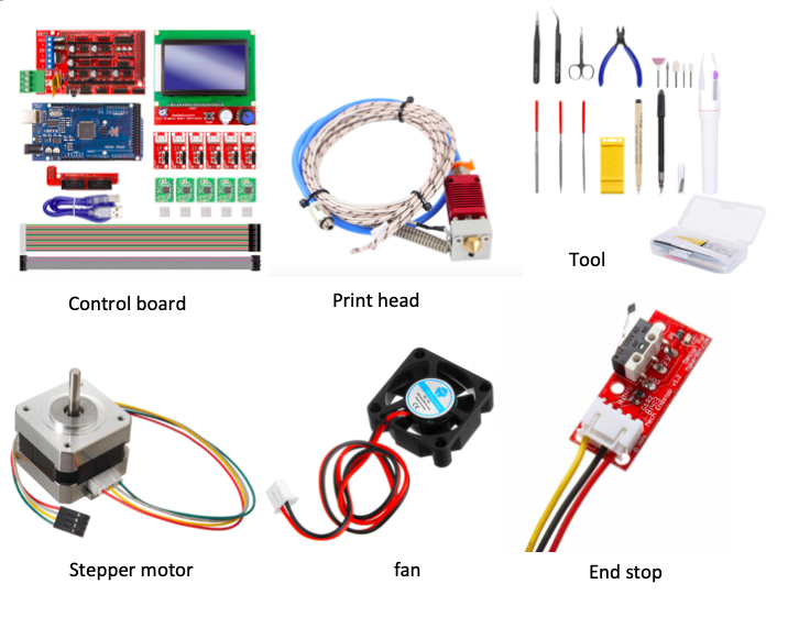 Key components needed to build a 3D printer from scratch
