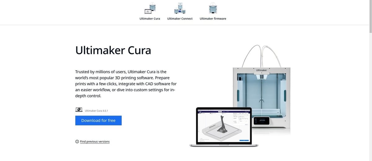 The Cura download page
