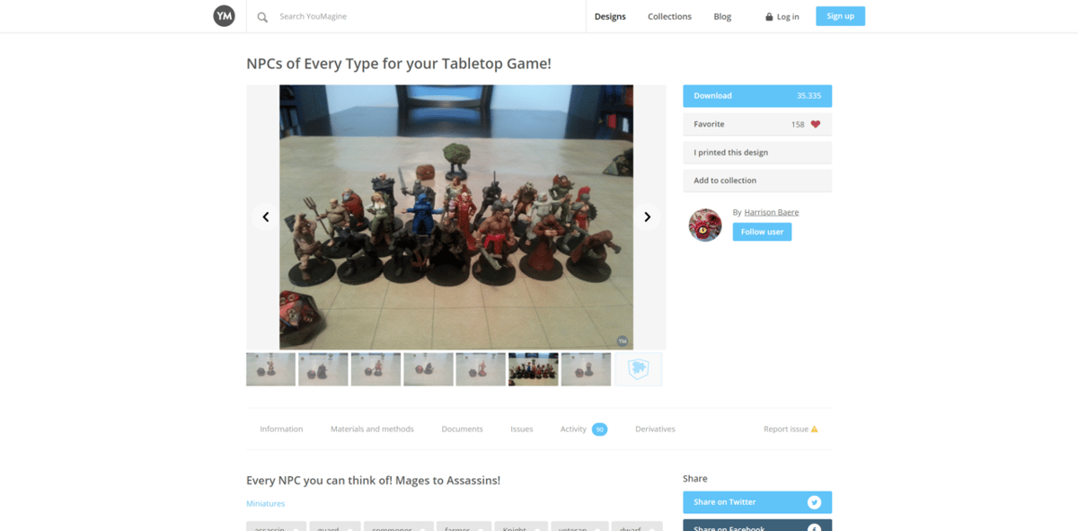 A large YouMagine collection of character miniatures