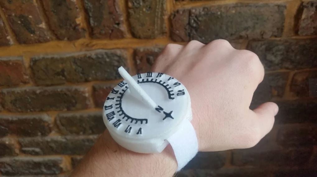 This sundial watch is completely 3D printed