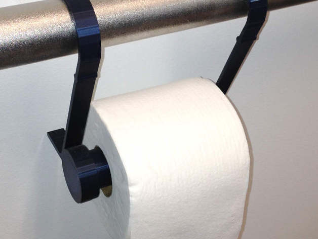 A simple and useful toilet paper holder that attaches to a handrail