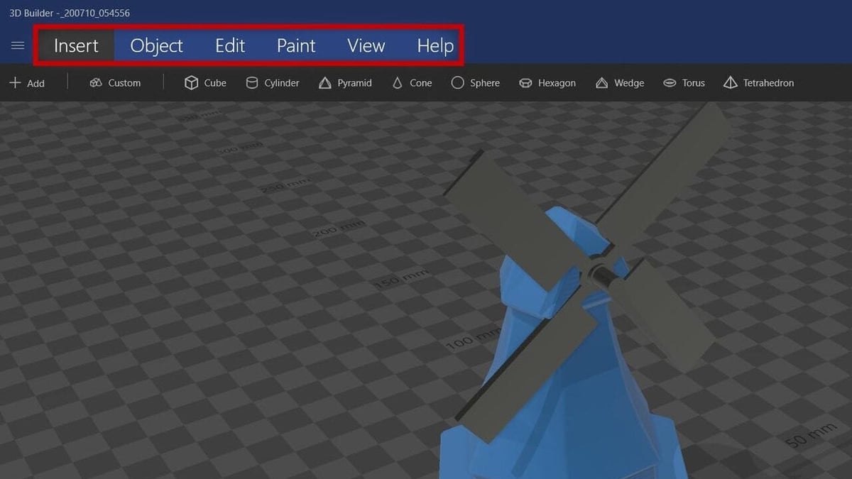 3D Builder has six main tabs