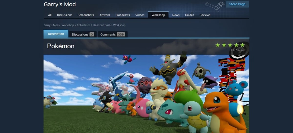 With Garry's Mod, you can get 3D models of many Pokemon characters