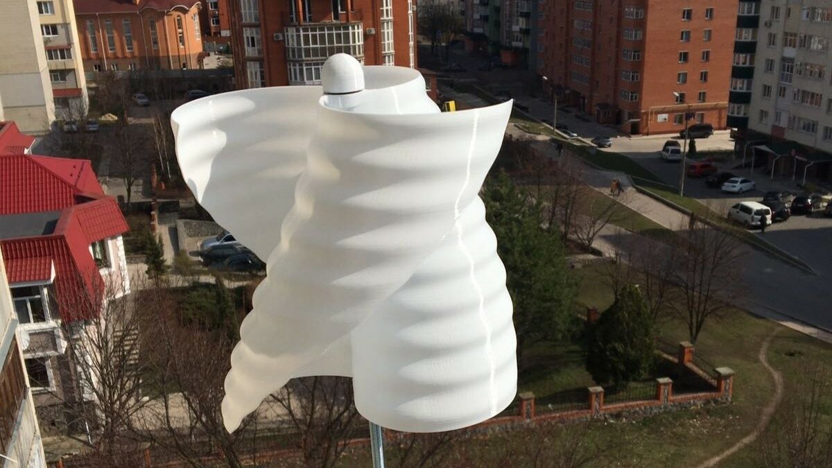 This simple wind turbine is light and stable due to the wavy design