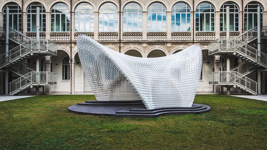 The Trabeculae Pavilion explores the same load-responsive properties found in bone structures