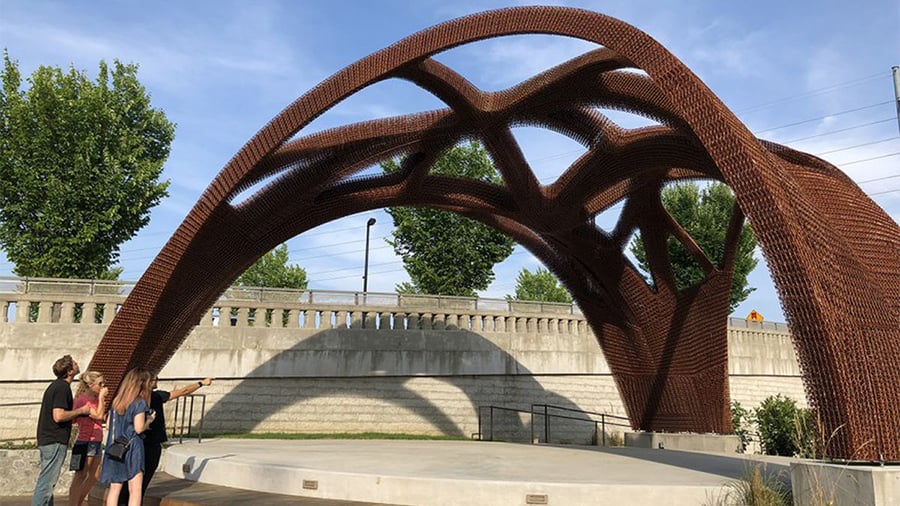Rather than steel framing, the One City Pavilion is made from carbon fiber–reinforced ABS