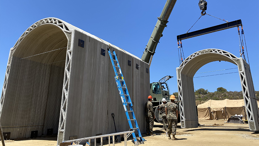 USMC personnel were trained to used the Vulcan 3D printer and built the rocket launcher shelter