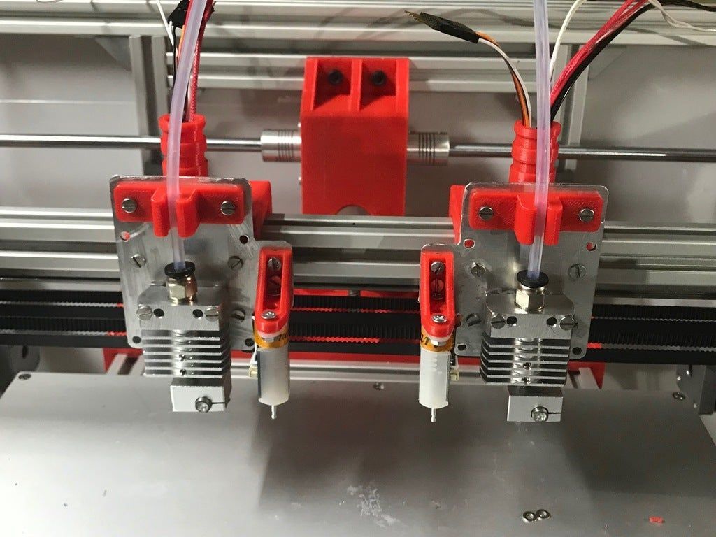 A close-up of the extruder