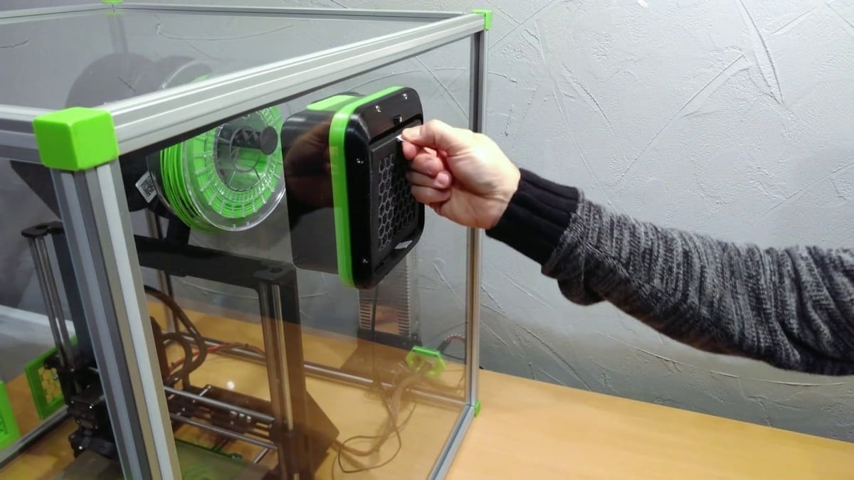 A simple turnkey solution for 3D printing filtering is this wall-mountable filter by Alveo 3D