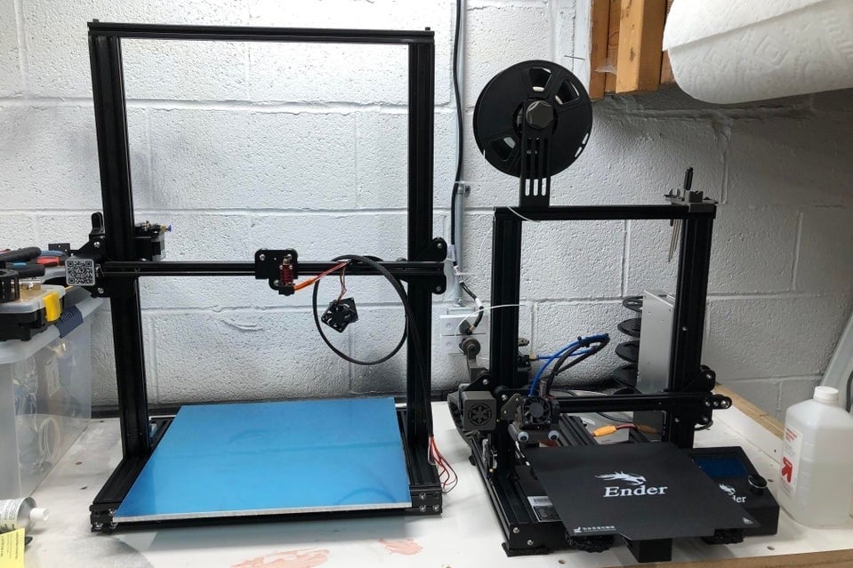 The 400 x 400 extended Ender (left), and the Ender 3 Pro (right)