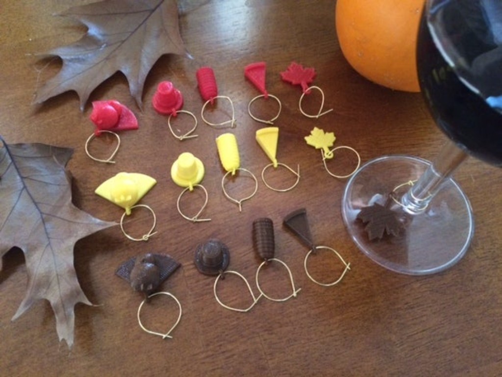 Fall-themed wine charms