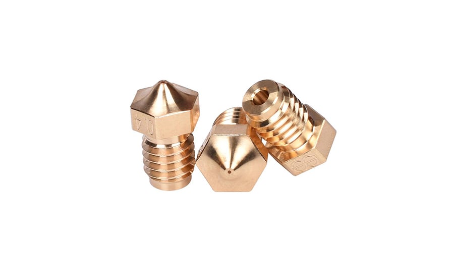 Brass is the current standard material used in 3D printing nozzles