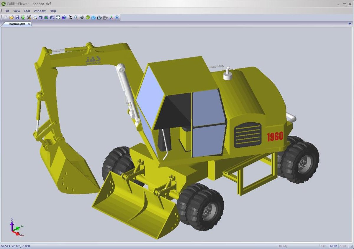 This excavator will be converted from DXF (in wireframe) to OBJ