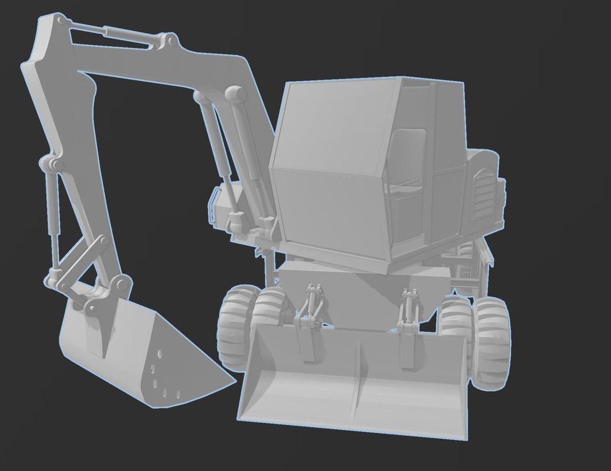 This excavator has been converted from DXF to OBJ format