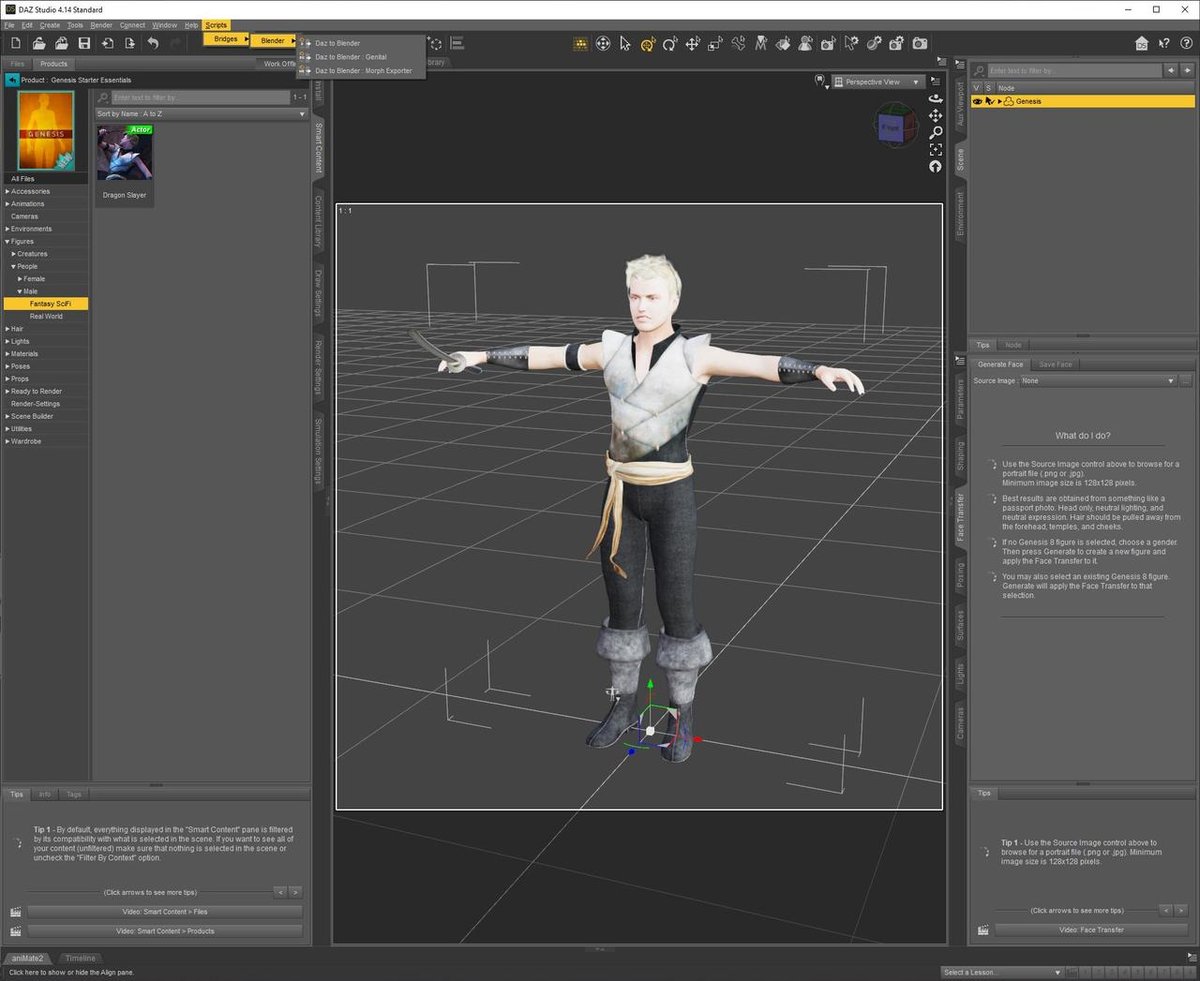 Exporting from DAZ Studio can be done by selecting your model and clicking export.