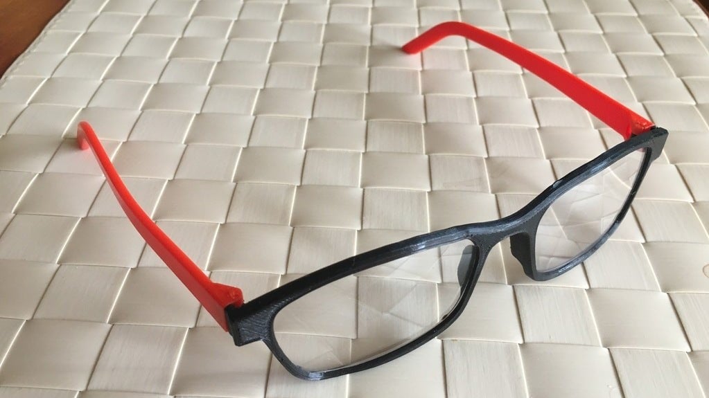 This pair of glasses frames uses piece of filament for the hinges
