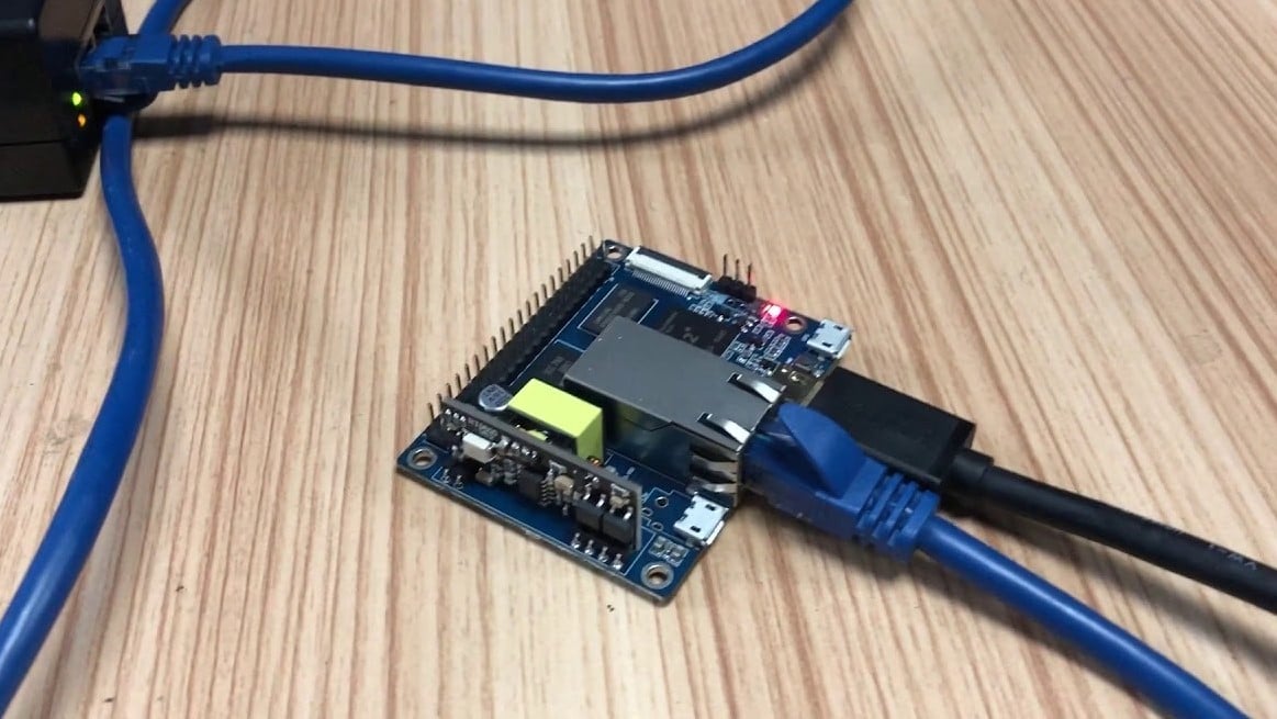 The Banana Pi P2 Zero is equipped with an Ethernet port