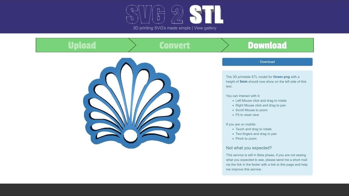 SVG 2 STL is a great tool to quickly convert your images to STL