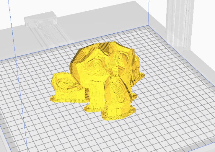 Sliced Suzanne in Cura, ready to be 3D printed