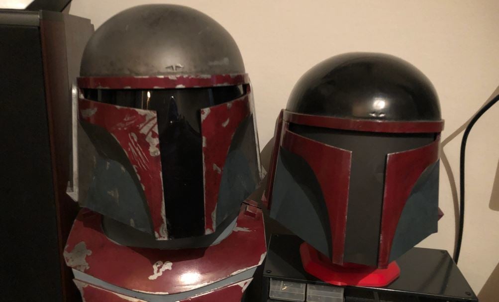 This helmet was designed after Jango Fett's helmet as well as other Mandal