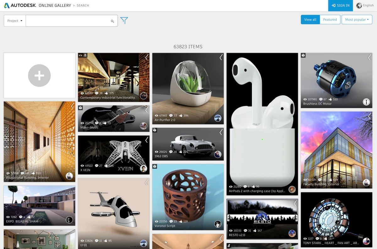 Imagen de Mejores páginas web para descargar modelos 3D gratis: Galería en línea de Autodesk