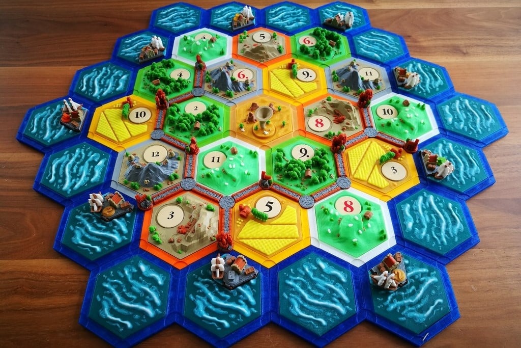 A highly popular Settlers of Catan board