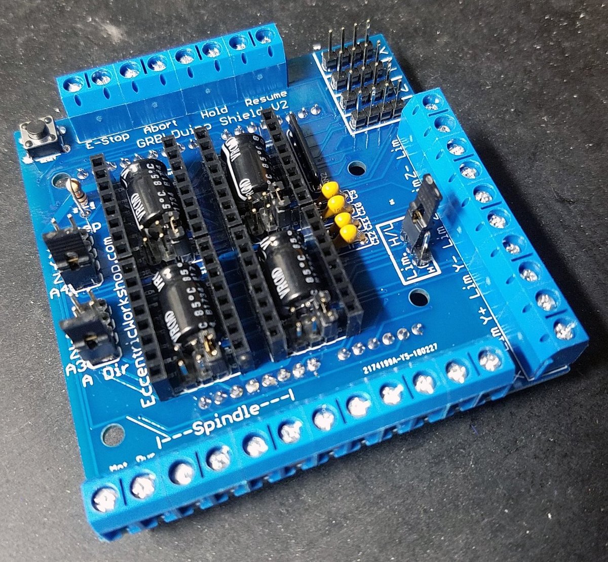 The GRBLduino Uno Shield can support up to four axes