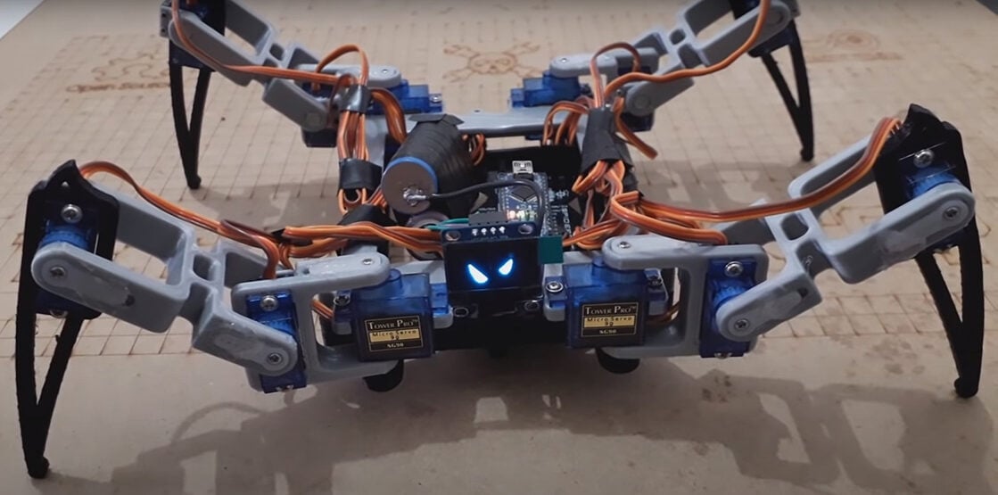 This quadruped robot was built with the Arduino Nano
