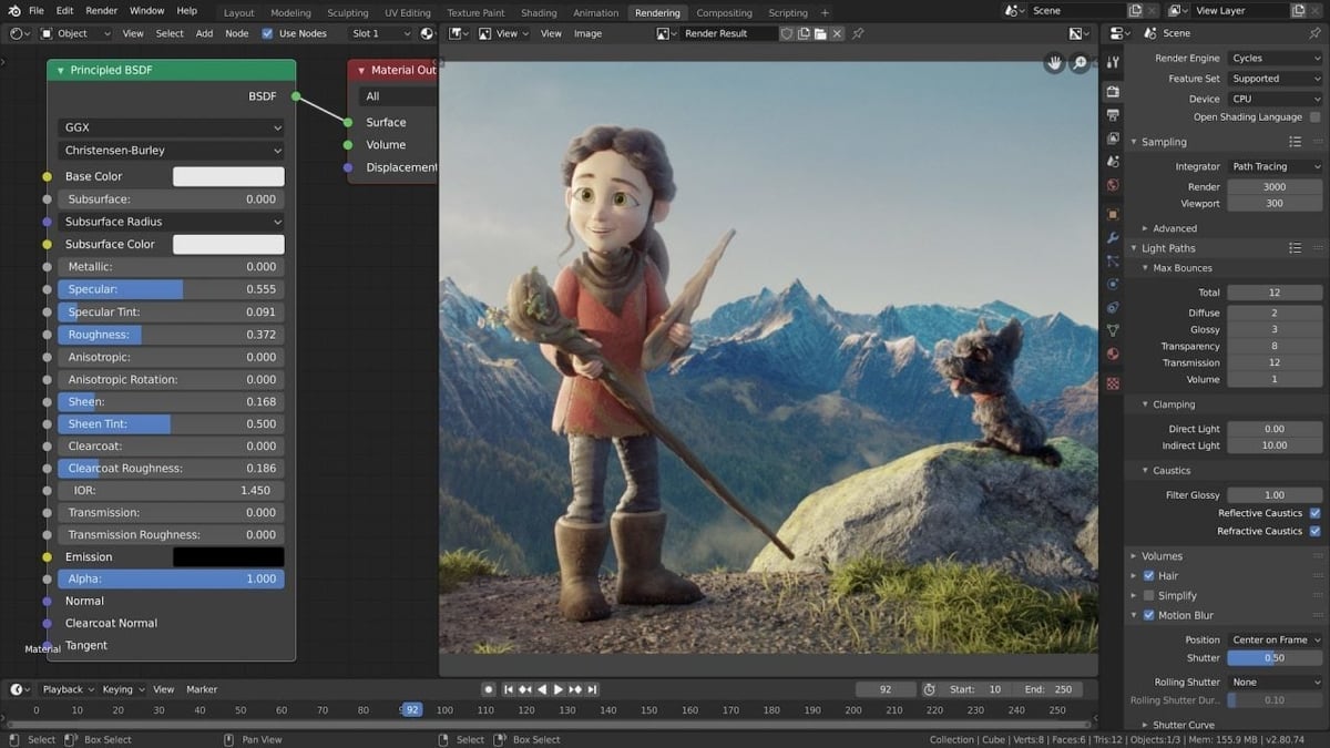 Blender offers sculpting, animation, and video editing features