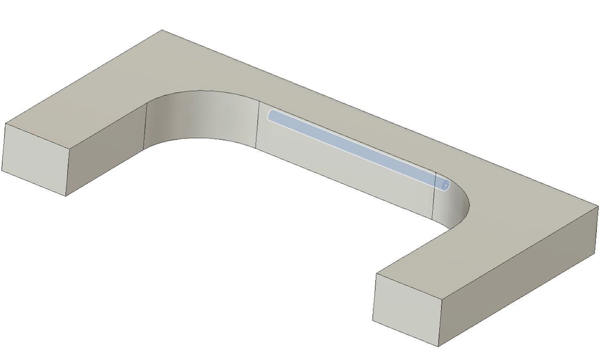 Back in Fusion 360, the part has an internal hole