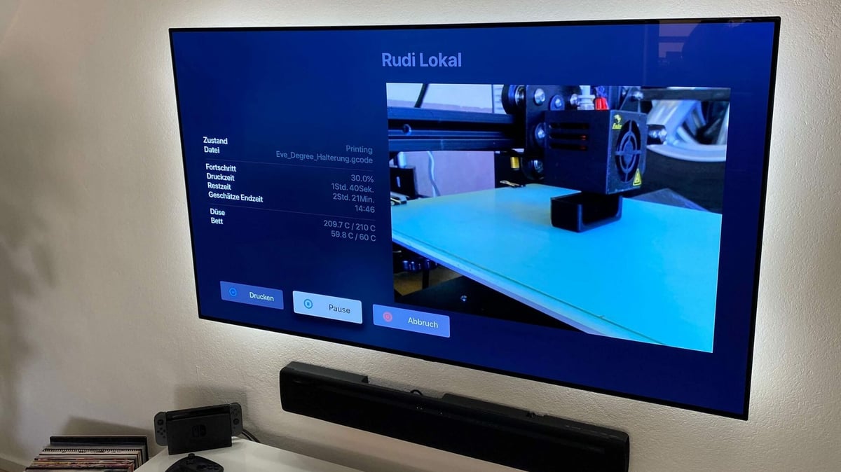 OctoPod allows you to watch your print via Apple TV