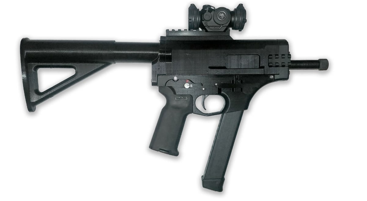 3D printed FGC-9 (fuck gun control 9) semiautomatic carbine pistol