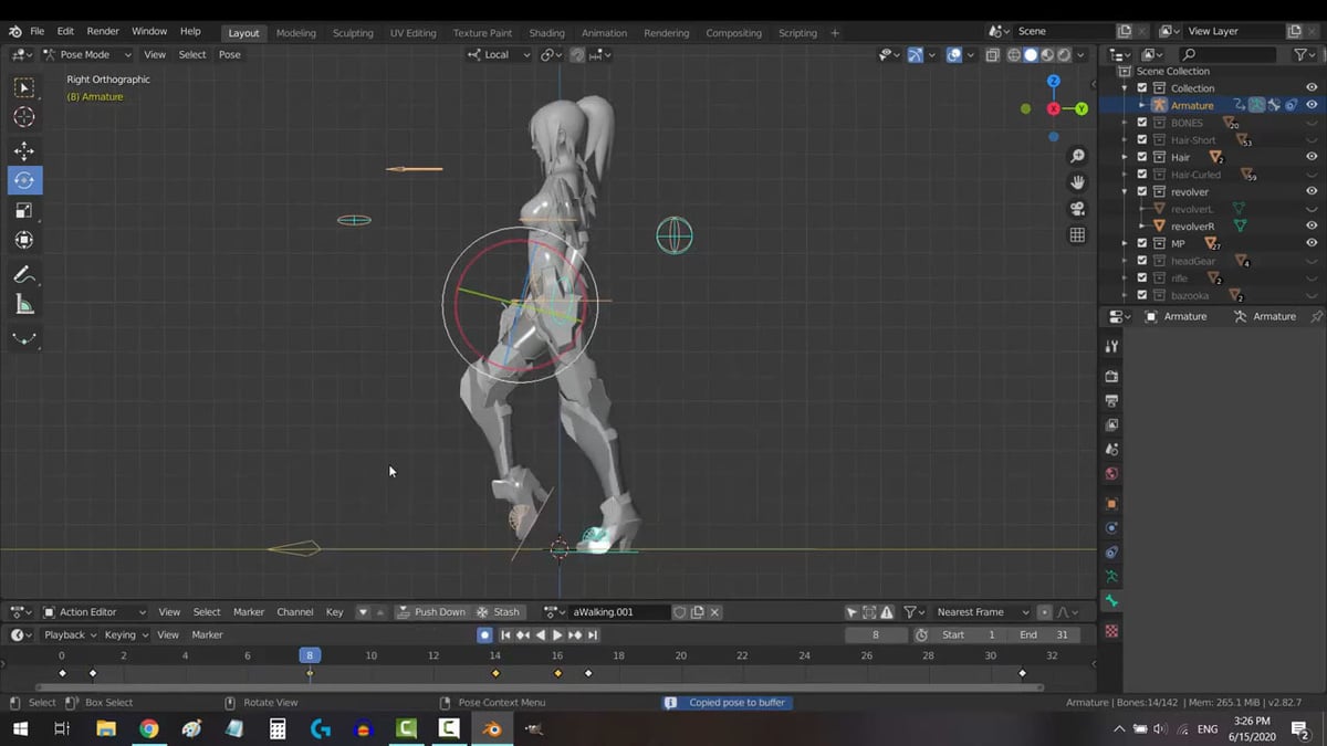 Prepare your character for movement with Blender rigging