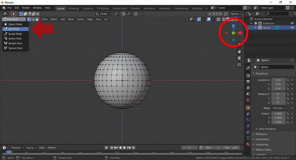 Switch to Edit Mode to visualize the mesh