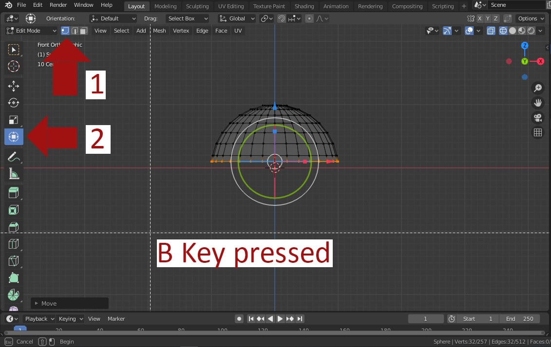 Move vertices with the Transform tool