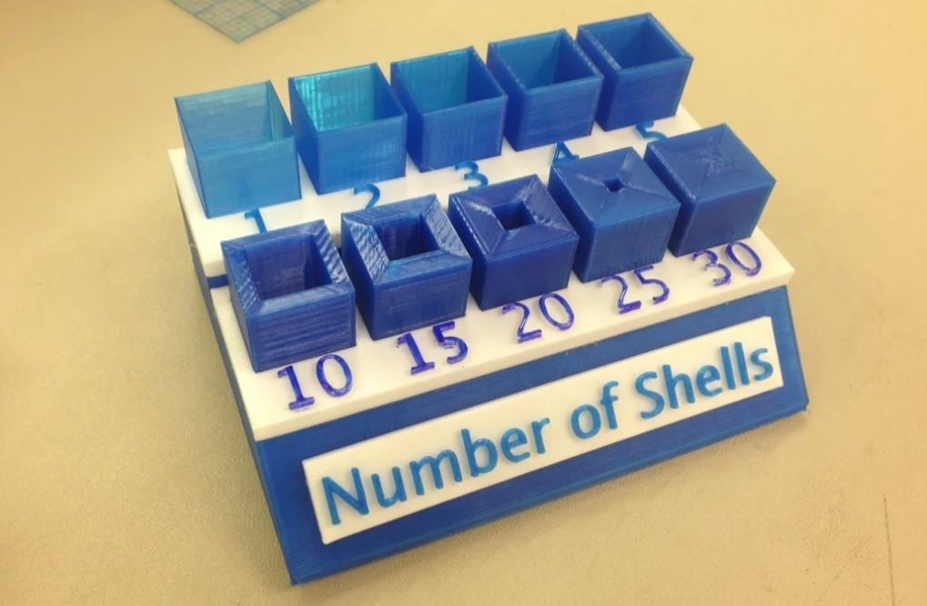 Shells are the layers of material that separate the outside of a print from the infill