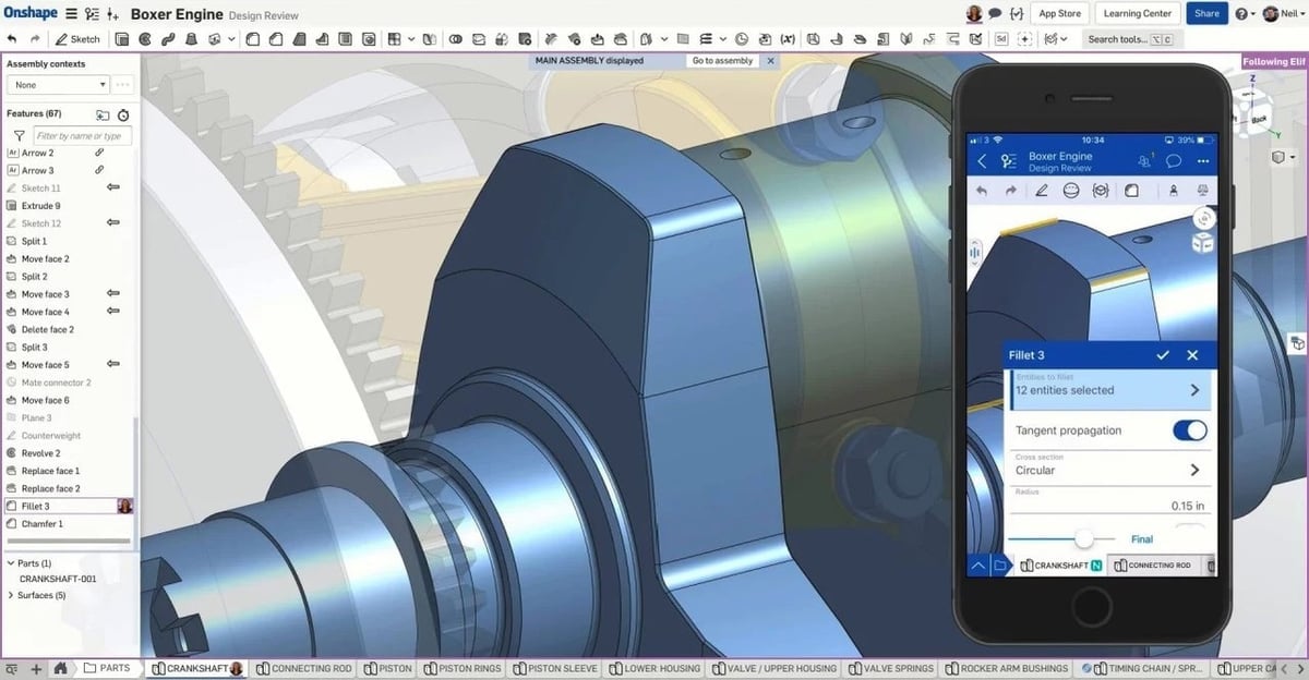 OnShape allows access across devices, both PC and mobile