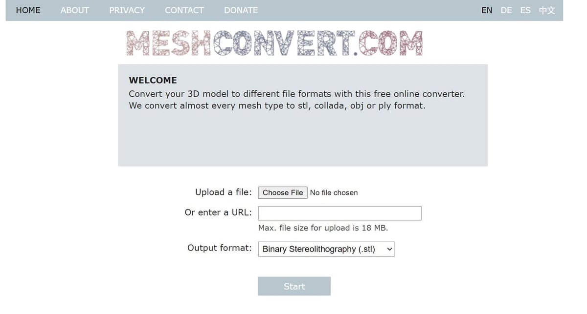 Meshconvert supports many formats including STL