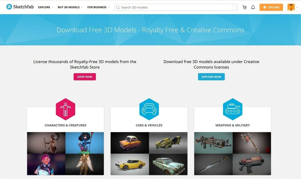 Sketchfab probably has one of the biggest selections of models on the Internet