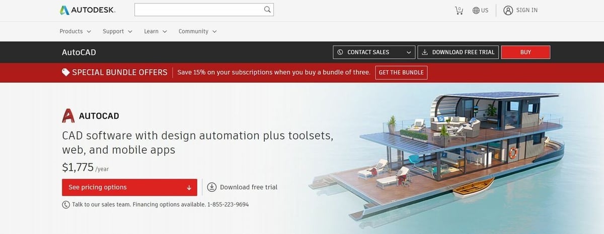 AutoCAD isn't cheap, but students and educators can get free access and there's a 30-day trial