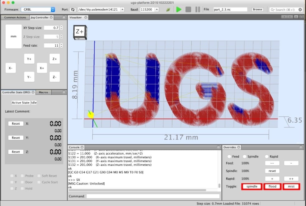 The UGS is a feature-rich GUI for GRBL