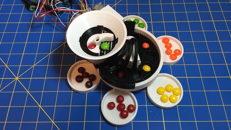 Not the most useful machine, but this Skittles sorting gadget is very cool nonetheless