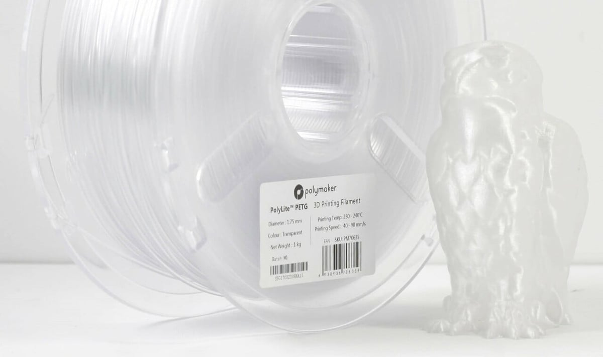 Polymaker's PolyLite transparent PETG is very clear, but is also extra hygroscopic