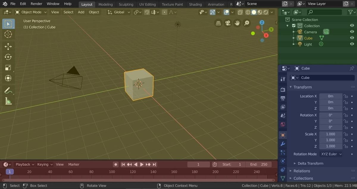 There are four main parts of Blender's UI