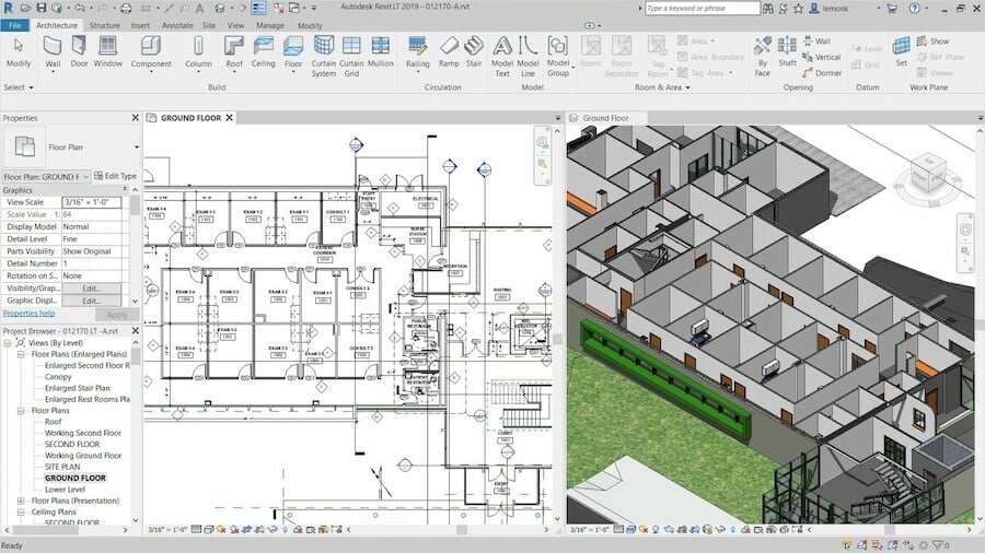 Revit is comprehensive design software that focuses on architectural applications