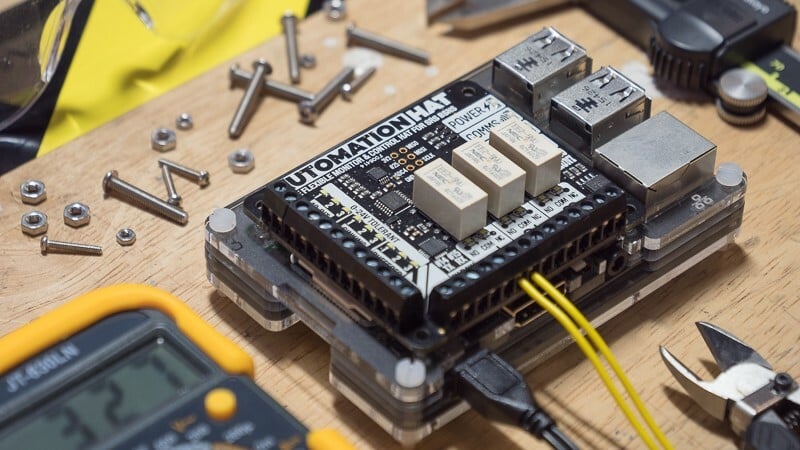 Full of relays, analog channels, powered outputs, and buffered inputs, the Automation HAT is perfect for home monitoring and automation on the Raspberry Pi!