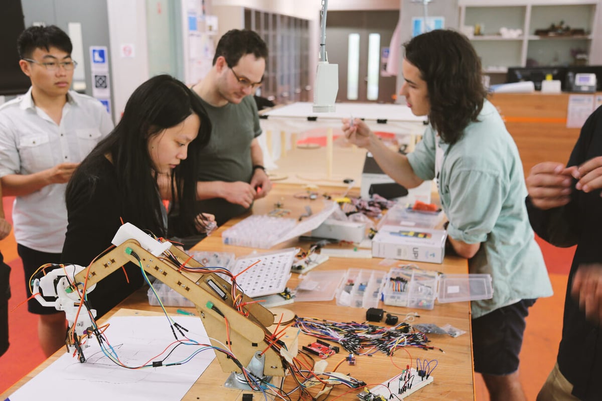 Students taking part in a fabrication workshop at the Melbourne School of Design